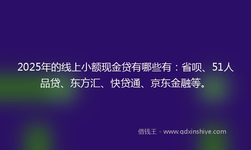 2025年的线上小额现金贷有哪些有：省呗、51人品贷、东方汇、快贷通、京东金融等。