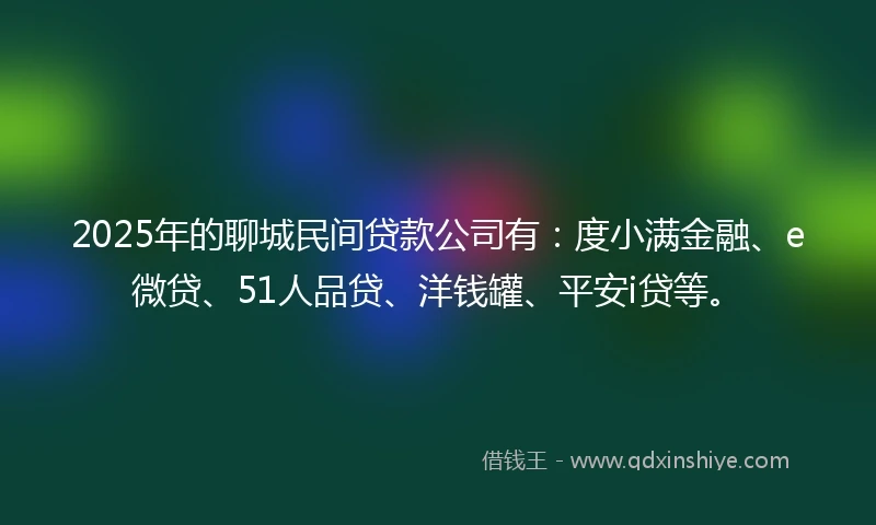 2025年的聊城民间贷款公司有：度小满金融、e微贷、51人品贷、洋钱罐、平安i贷等。