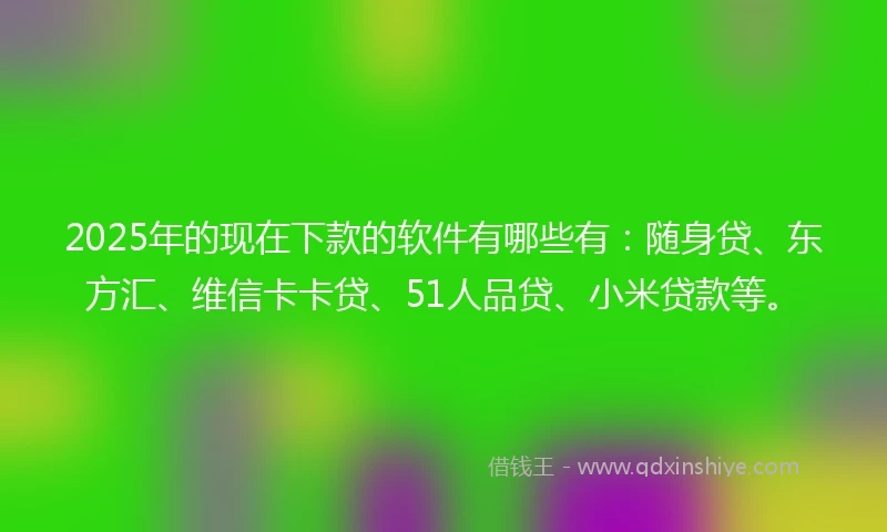2025年的现在下款的软件有哪些有：随身贷、东方汇、维信卡卡贷、51人品贷、小米贷款等。