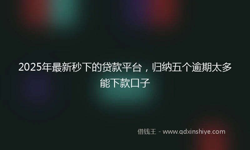 2025年最新秒下的贷款平台，归纳五个逾期太多能下款口子