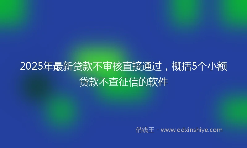 2025年最新贷款不审核直接通过，概括5个小额贷款不查征信的软件