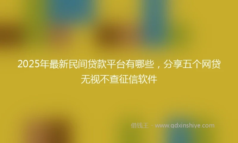 2025年最新民间贷款平台有哪些，分享五个网贷无视不查征信软件