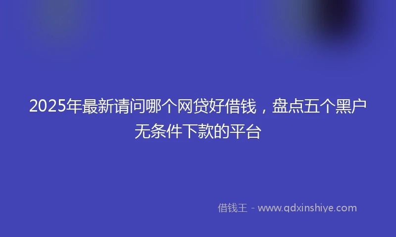 2025年最新请问哪个网贷好借钱，盘点五个黑户无条件下款的平台