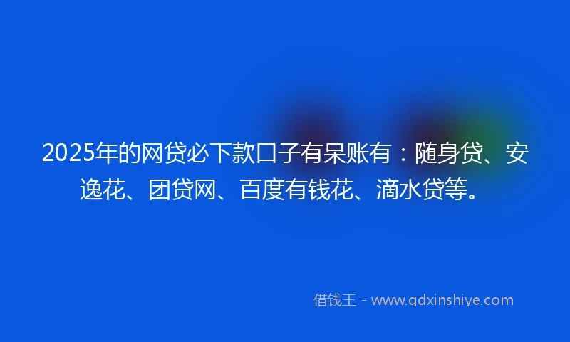 2025年的网贷必下款口子有呆账有：随身贷、安逸花、团贷网、百度有钱花、滴水贷等。