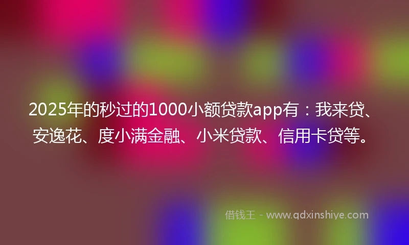 2025年的秒过的1000小额贷款app有：我来贷、安逸花、度小满金融、小米贷款、信用卡贷等。