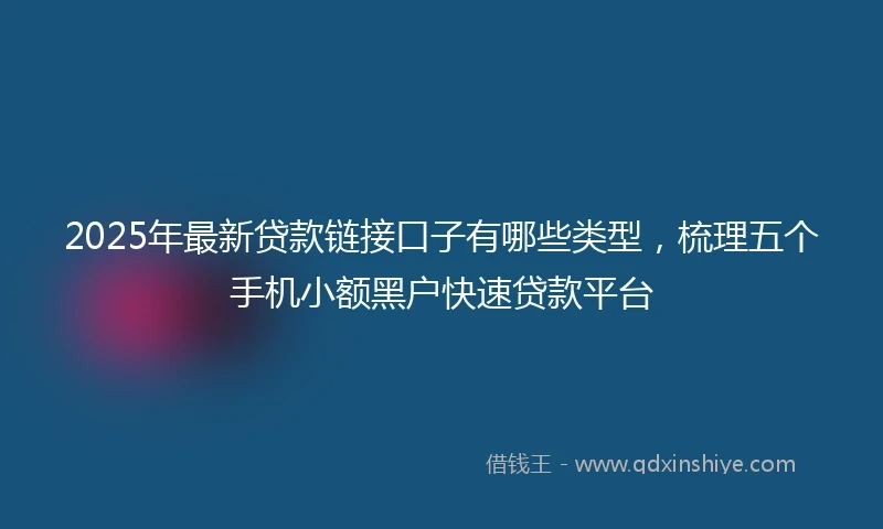 2025年最新贷款链接口子有哪些类型，梳理五个手机小额黑户快速贷款平台