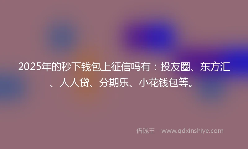 2025年的秒下钱包上征信吗有：投友圈、东方汇、人人贷、分期乐、小花钱包等。