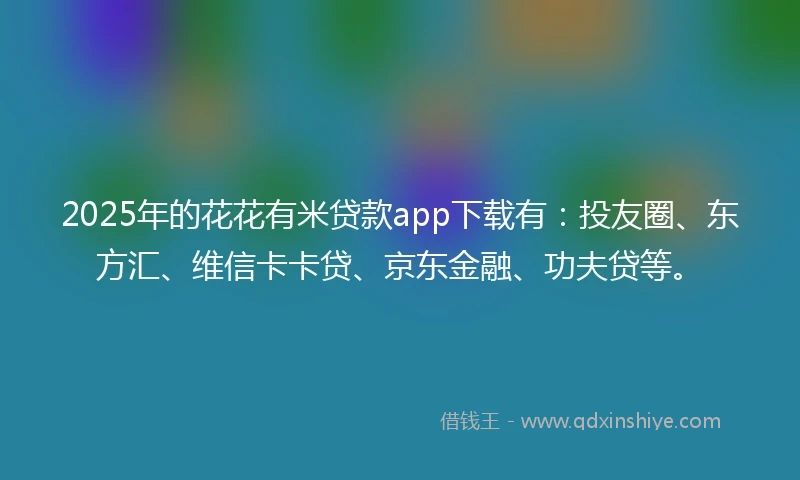 2025年的花花有米贷款app下载有：投友圈、东方汇、维信卡卡贷、京东金融、功夫贷等。