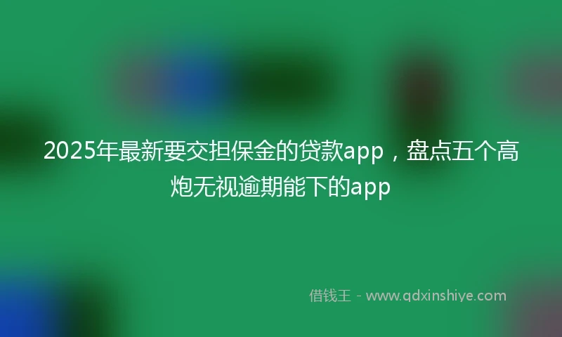 2025年最新要交担保金的贷款app，盘点五个高炮无视逾期能下的app