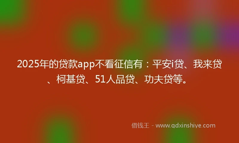 2025年的贷款app不看征信有:平安i贷、我来贷、柯基贷、51人品贷、功夫贷等。