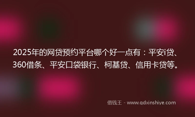 2025年的网贷预约平台哪个好一点有：平安i贷、360借条、平安口袋银行、柯基贷、信用卡贷等。