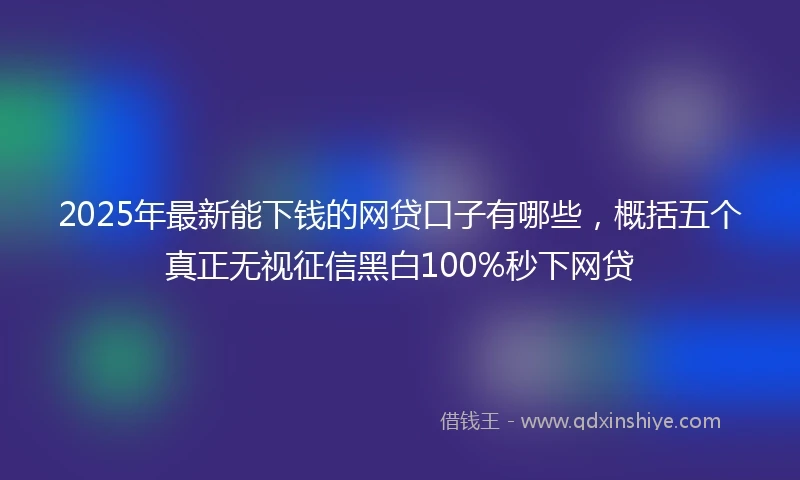 2025年最新能下钱的网贷口子有哪些，概括五个真正无视征信黑白100%秒下网贷