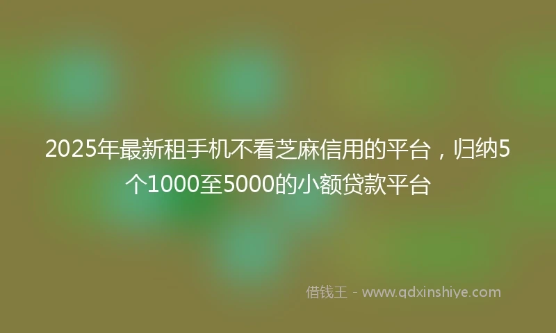 2025年最新租手机不看芝麻信用的平台，归纳5个1000至5000的小额贷款平台