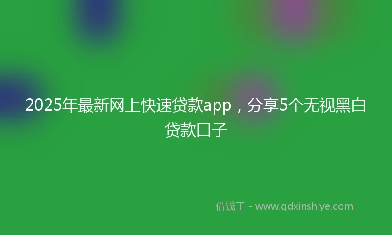 2025年最新网上快速贷款app，分享5个无视黑白贷款口子