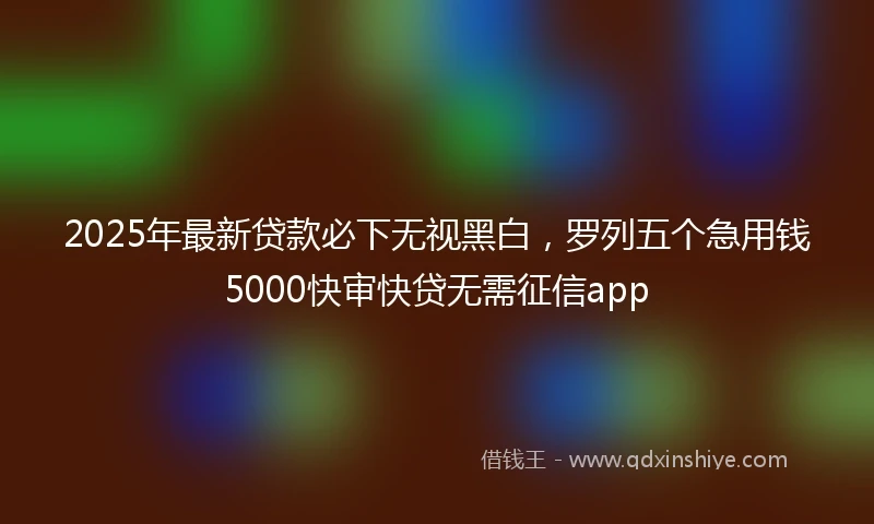 2025年最新贷款必下无视黑白，罗列五个急用钱5000快审快贷无需征信app