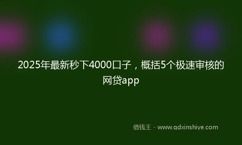 2025年最新秒下4000口子，概括5个极速审核的网贷app