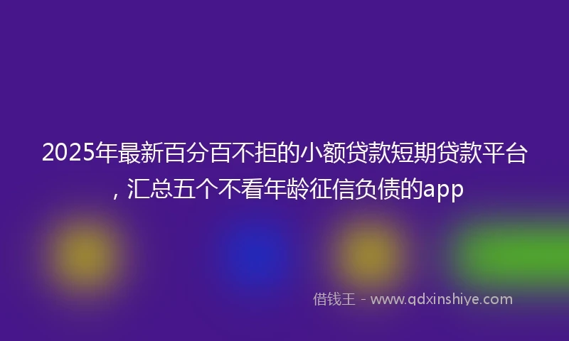 2025年最新百分百不拒的小额贷款短期贷款平台，汇总五个不看年龄征信负债的app