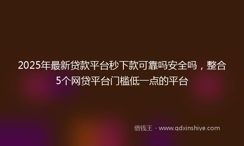 2025年最新贷款平台秒下款可靠吗安全吗，整合5个网贷平台门槛低一点的平台