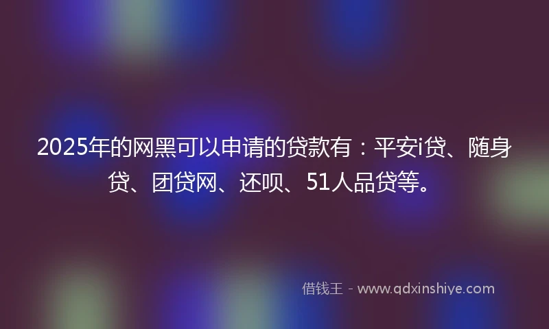 2025年的网黑可以申请的贷款有：平安i贷、随身贷、团贷网、还呗、51人品贷等。