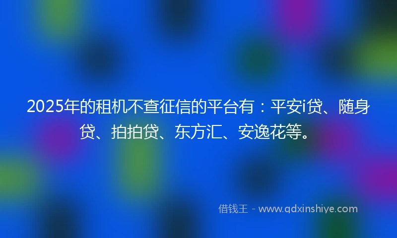 2025年的租机不查征信的平台有：平安i贷、随身贷、拍拍贷、东方汇、安逸花等。