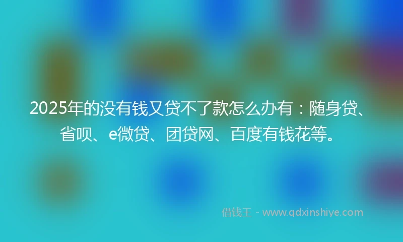 2025年的没有钱又贷不了款怎么办有：随身贷、省呗、e微贷、团贷网、百度有钱花等。