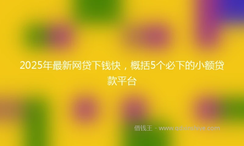 2025年最新网贷下钱快，概括5个必下的小额贷款平台