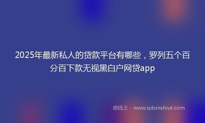 2025年最新私人的贷款平台有哪些，罗列五个百分百下款无视黑白户网贷app