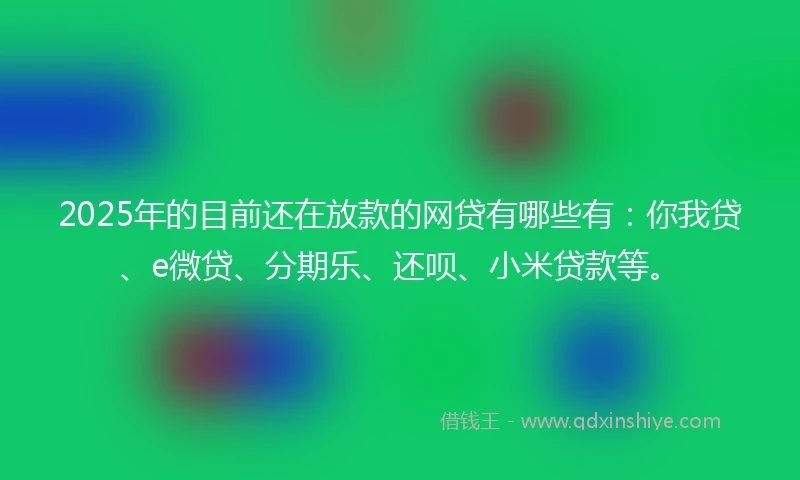 2025年的目前还在放款的网贷有哪些有：你我贷、e微贷、分期乐、还呗、小米贷款等。