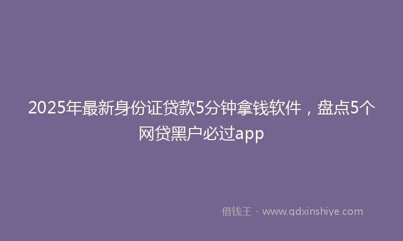 2025年最新身份证贷款5分钟拿钱软件，盘点5个网贷黑户必过app