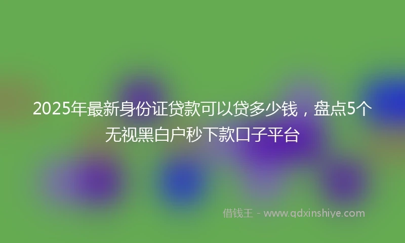 2025年最新身份证贷款可以贷多少钱，盘点5个无视黑白户秒下款口子平台