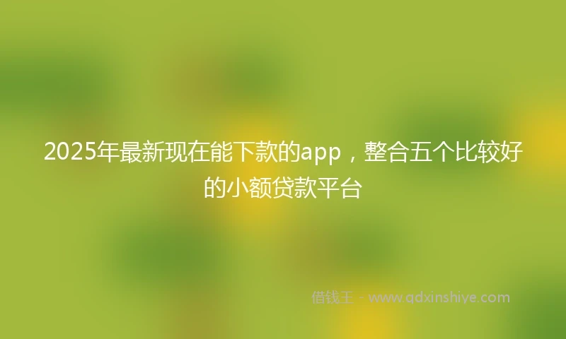 2025年最新现在能下款的app，整合五个比较好的小额贷款平台