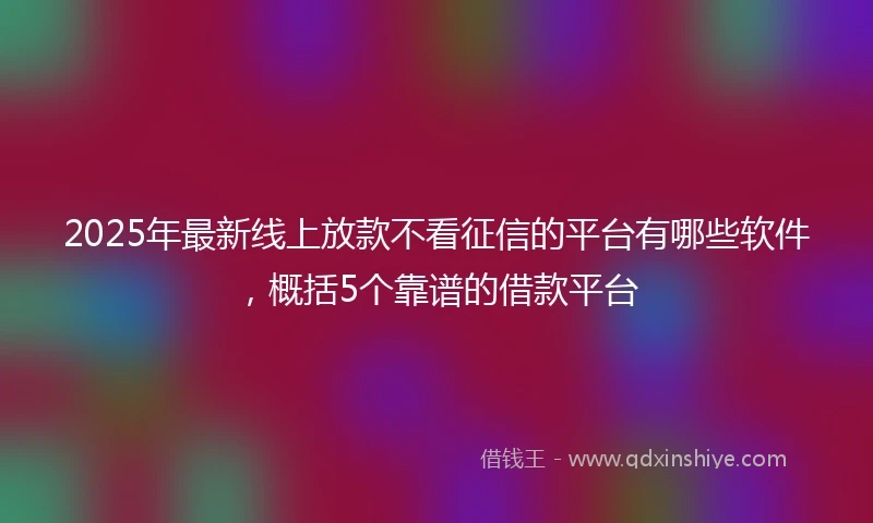 2025年最新线上放款不看征信的平台有哪些软件，概括5个靠谱的借款平台