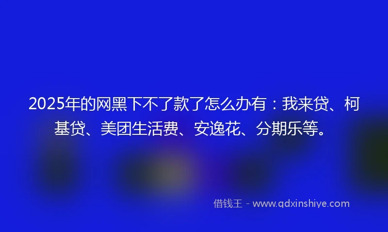 2025年的网黑下不了款了怎么办有:我来贷、柯基贷、美团生活费、安逸花、分期乐等。