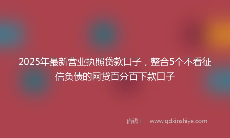 2025年最新营业执照贷款口子，整合5个不看征信负债的网贷百分百下款口子