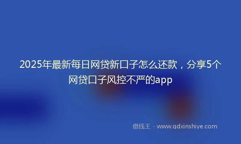 2025年最新每日网贷新口子怎么还款，分享5个网贷口子风控不严的app