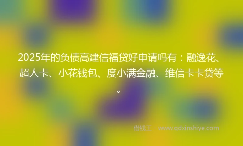 2025年的负债高建信福贷好申请吗有：融逸花、超人卡、小花钱包、度小满金融、维信卡卡贷等。