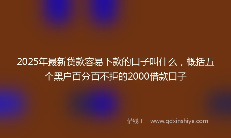 2025年最新贷款容易下款的口子叫什么，概括五个黑户百分百不拒的2000借款口子