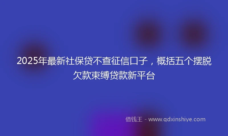 2025年最新社保贷不查征信口子，概括五个摆脱欠款束缚贷款新平台