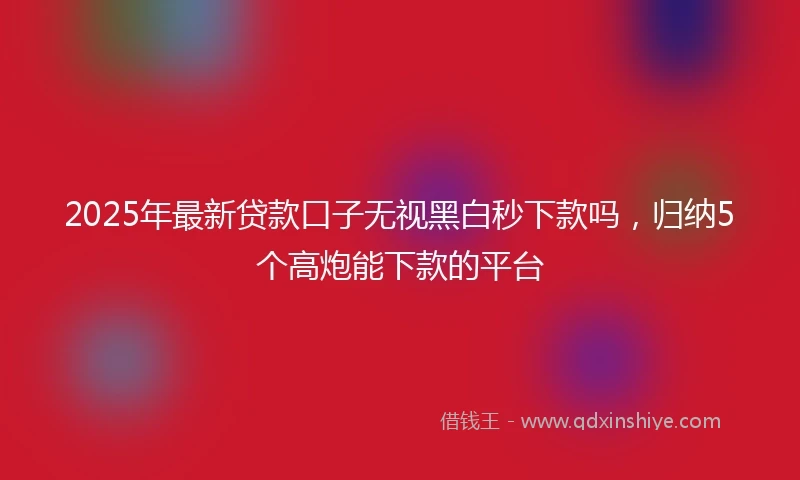 2025年最新贷款口子无视黑白秒下款吗，归纳5个高炮能下款的平台