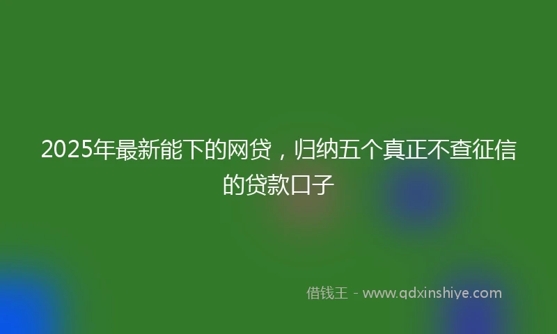 2025年最新能下的网贷，归纳五个真正不查征信的贷款口子