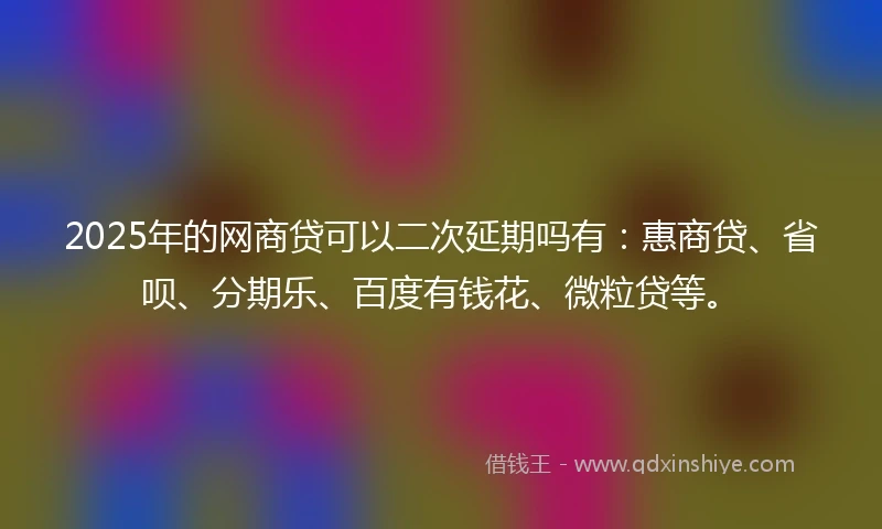 2025年的网商贷可以二次延期吗有：惠商贷、省呗、分期乐、百度有钱花、微粒贷等。