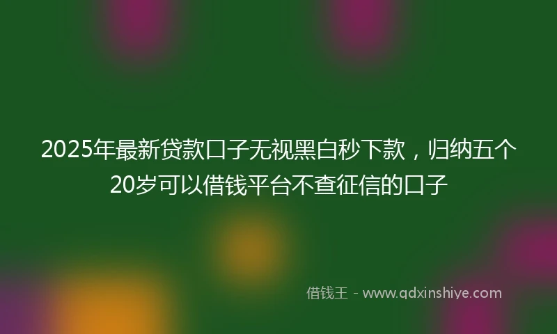 2025年最新贷款口子无视黑白秒下款，归纳五个20岁可以借钱平台不查征信的口子