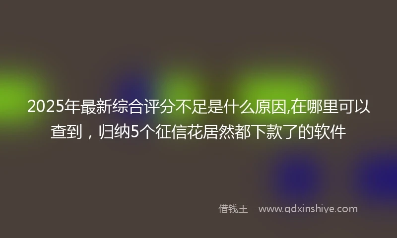 2025年最新综合评分不足是什么原因,在哪里可以查到，归纳5个征信花居然都下款了的软件