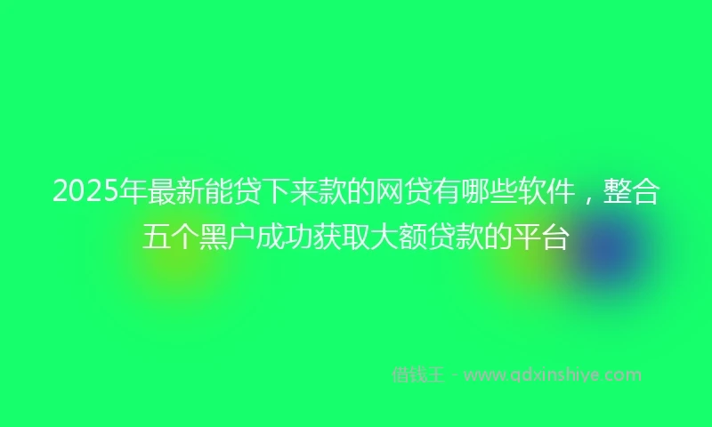 2025年最新能贷下来款的网贷有哪些软件,整合五个黑户成功获取大额贷款的平台