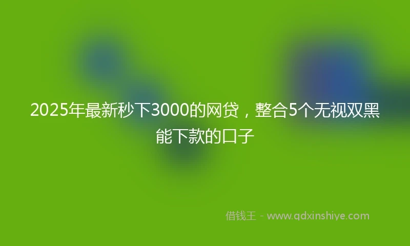 2025年最新秒下3000的网贷，整合5个无视双黑能下款的口子