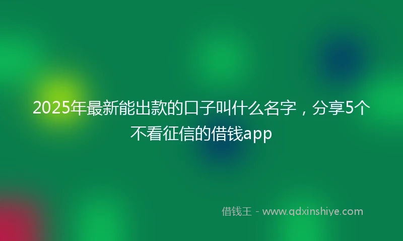 2025年最新能出款的口子叫什么名字，分享5个不看征信的借钱app