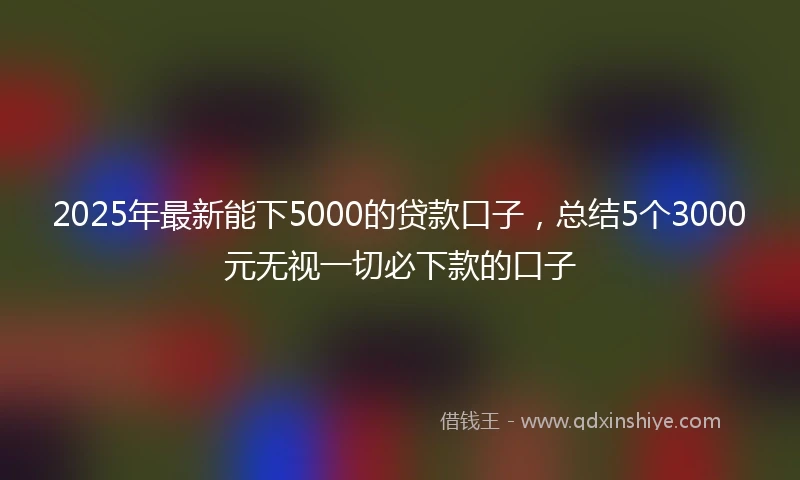 2025年最新能下5000的贷款口子，总结5个3000元无视一切必下款的口子