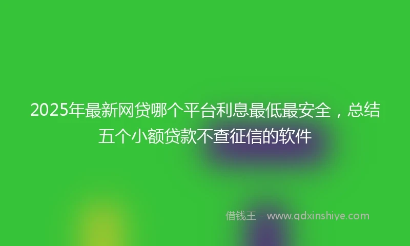 2025年最新网贷哪个平台利息最低最安全，总结五个小额贷款不查征信的软件