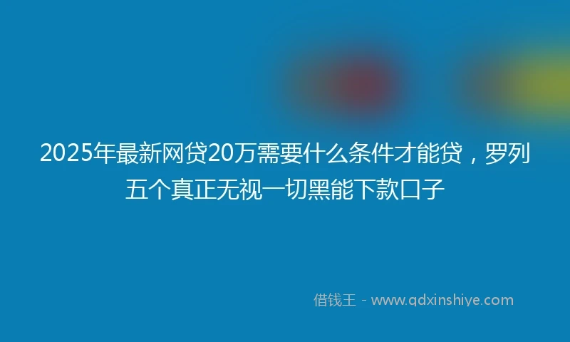 2025年最新网贷20万需要什么条件才能贷，罗列五个真正无视一切黑能下款口子