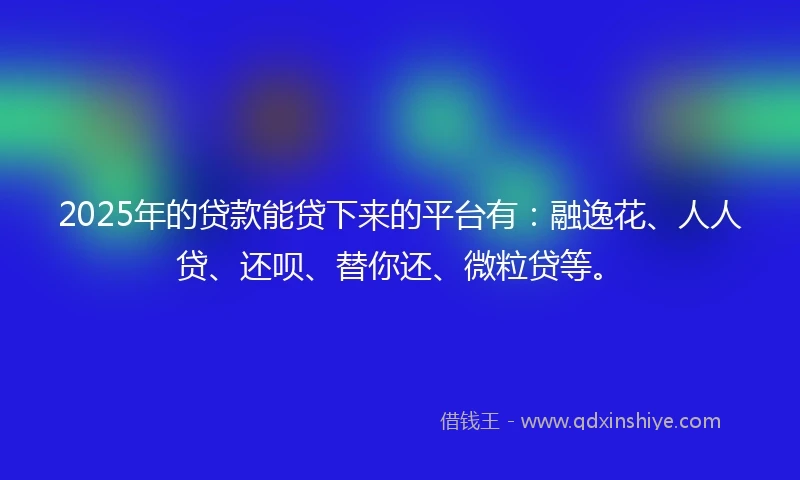 2025年的贷款能贷下来的平台有：融逸花、人人贷、还呗、替你还、微粒贷等。